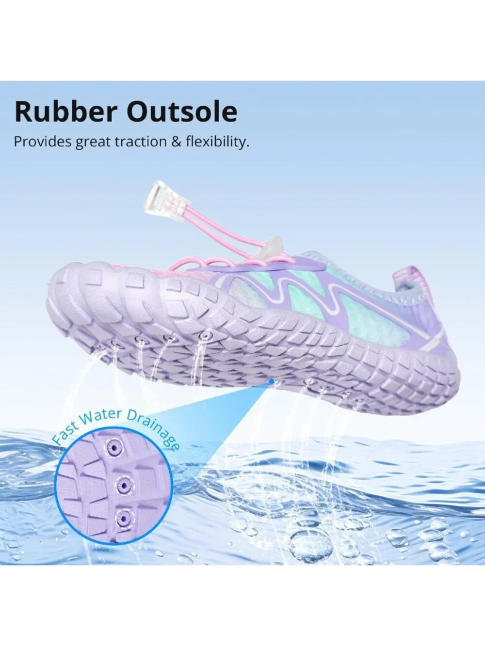 Quick-Dry Kids Water Shoes | Barefoot Design with Drawstring Closure for Active